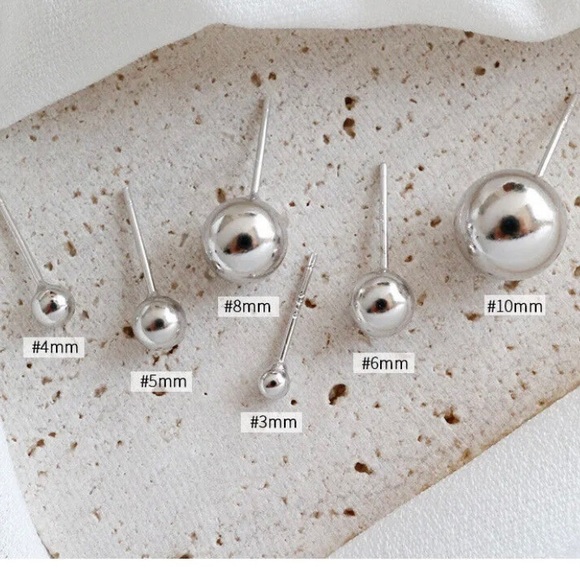 💗 Silver Bead Ball Stud Earrings 8mm NEW - Picture 9 of 11